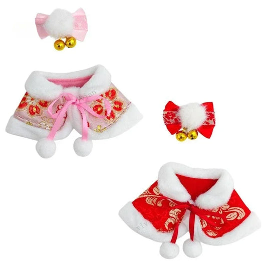 For 15-17cm Labubu dolls wear New Year's clothes For Coca Cola Series LABUBU wears Fuwa clothes for the Spring Festival