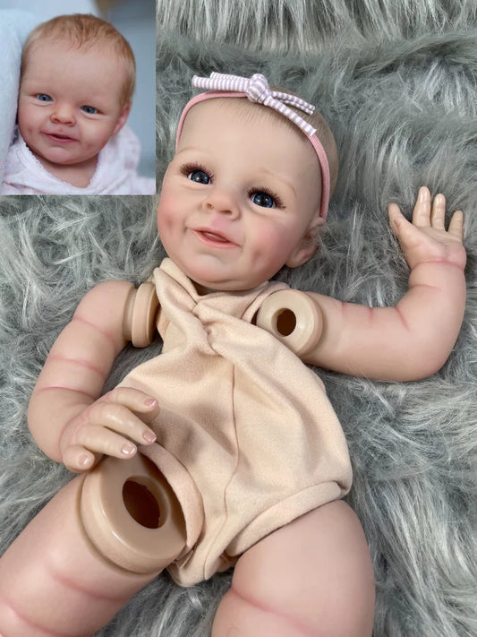 21 Inch Painted Reborn Doll Kit Shaya With Blue Eyes and Eyelashes 3D Skin Visible Veins Doll Mold Parts With Cloth Body