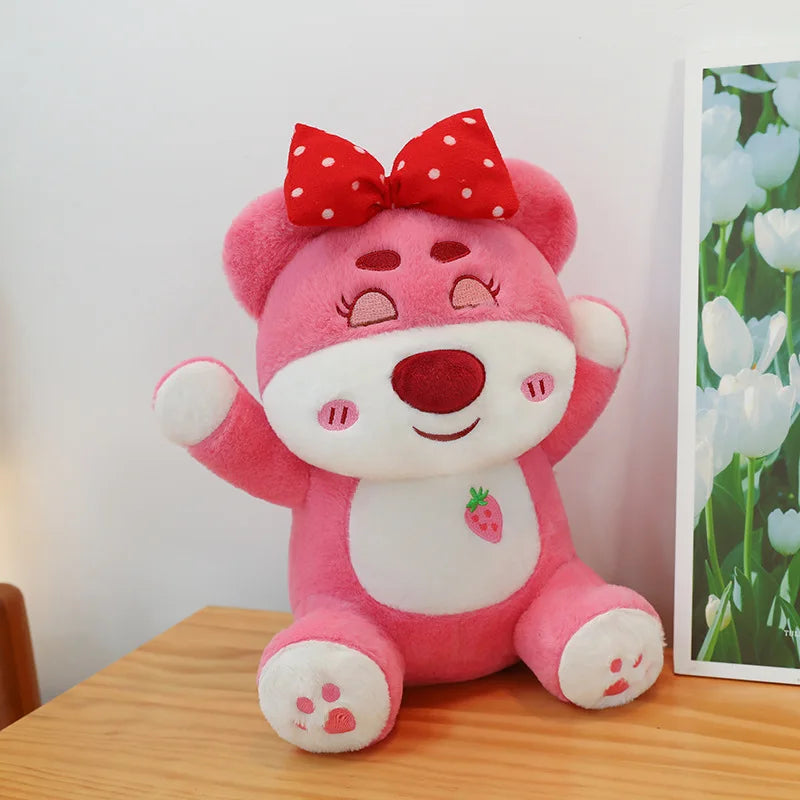 25/40cm Cute Pink Strawberry Bear Plush Toy Large Cute Bear Doll Girls Sleep Pillow Valentine's Day Room Decoration Gift