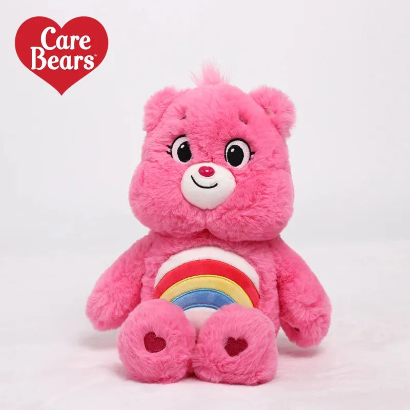 MINISO 40 Cm Rainbow Care Bear Plush Toy Sleeping Mate for Girl Baby Kids Pink Colorful Bear Stuffed Animal Toys Birthday Gift