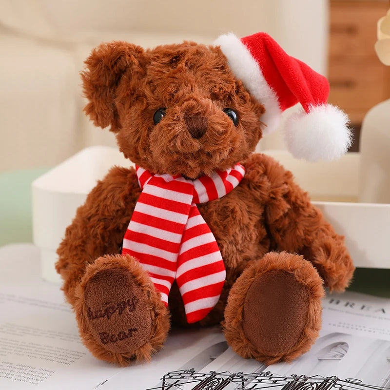 1pc 20cm Christmas Teddy Bear Dressing Up Soft Stuffed Animals Bear Plush Toys Doll For Kids Girlfriends Birthday Elegant Gift