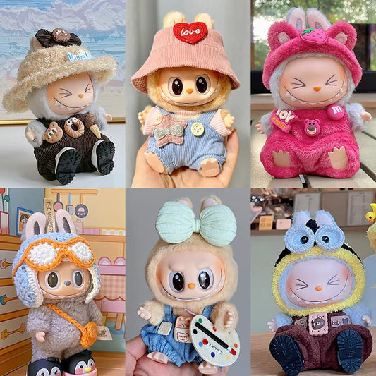 Hot【Only Clothes】17cm Labubu Doll Fashion Clothes Hoodies Doll Clothes Color Doll Accessories Cute Decor Little Clothes Replace