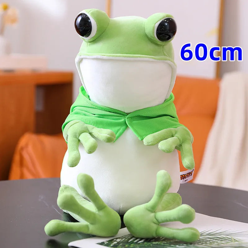 Cute Frog Plush Toy Green Hat Big Eyes Stuffed Animal Doll Funny Frog Pillow For Children Kids Birthday Gifts