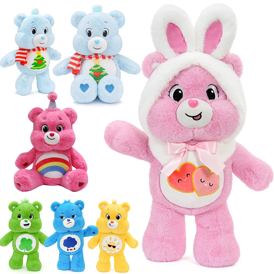 MINISO New Carebears Anime Plush Toys With Rabbit Hat Cute Kawaii Creative Doll Room Decoration Ornament Cartoon Birthday Gift