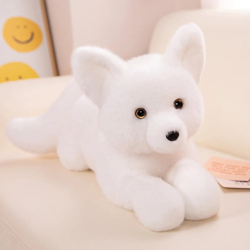 45/65/90CM Furry Fox Plush Toys Lying White Orange Fox Soft Pillow Stuffed Doll Cute Sofa Cushion