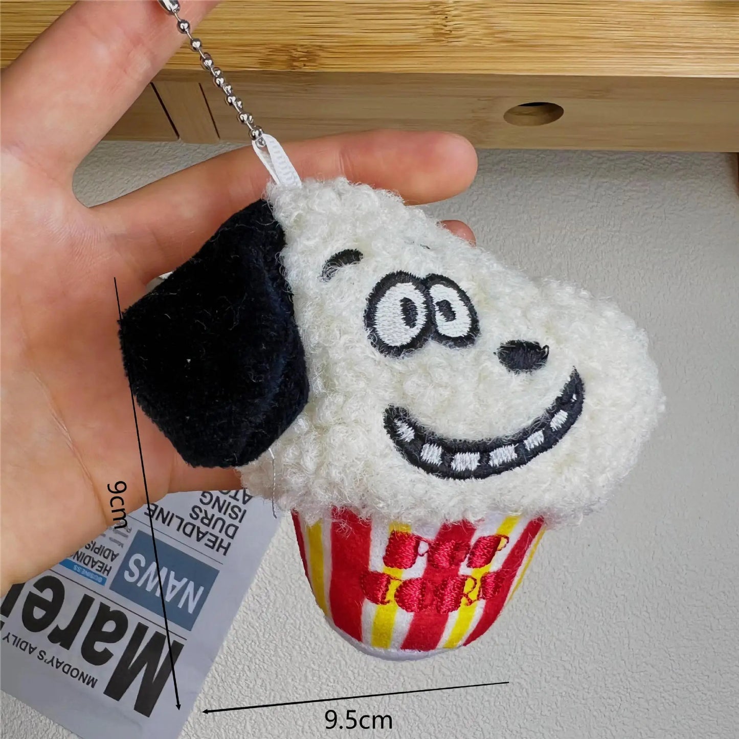 Cute Snoopy Hamburger Popcorn Pendant Cartoon Creative Plush Doll Brooch School Bag Pendant Animation Peripheral Holiday Gift