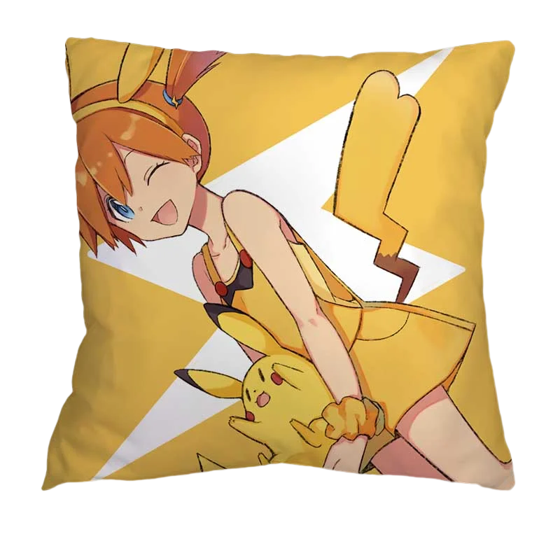 45X45CM Pokémon Pikachu Eevee Anime Short Plush Cute Cartoon Pillowcase Home Sofa Office Cushion Pillow Cushion Cover Wholesale