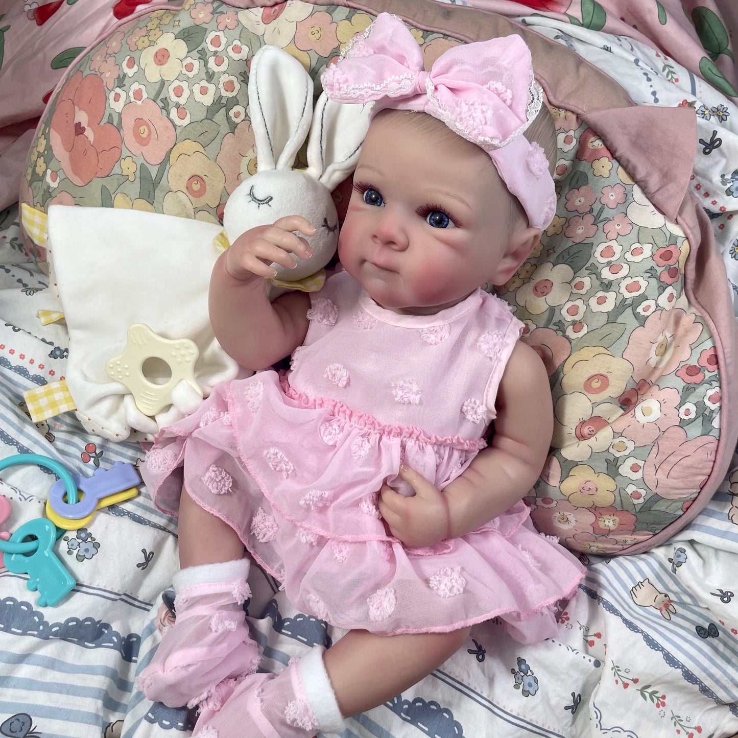 MRB 18Inch Finished Reborn Baby Doll Full Silicone Vinyl Girl Washable Bettie With Painted Lifelike 3D Skin Reborn Christmas Toy