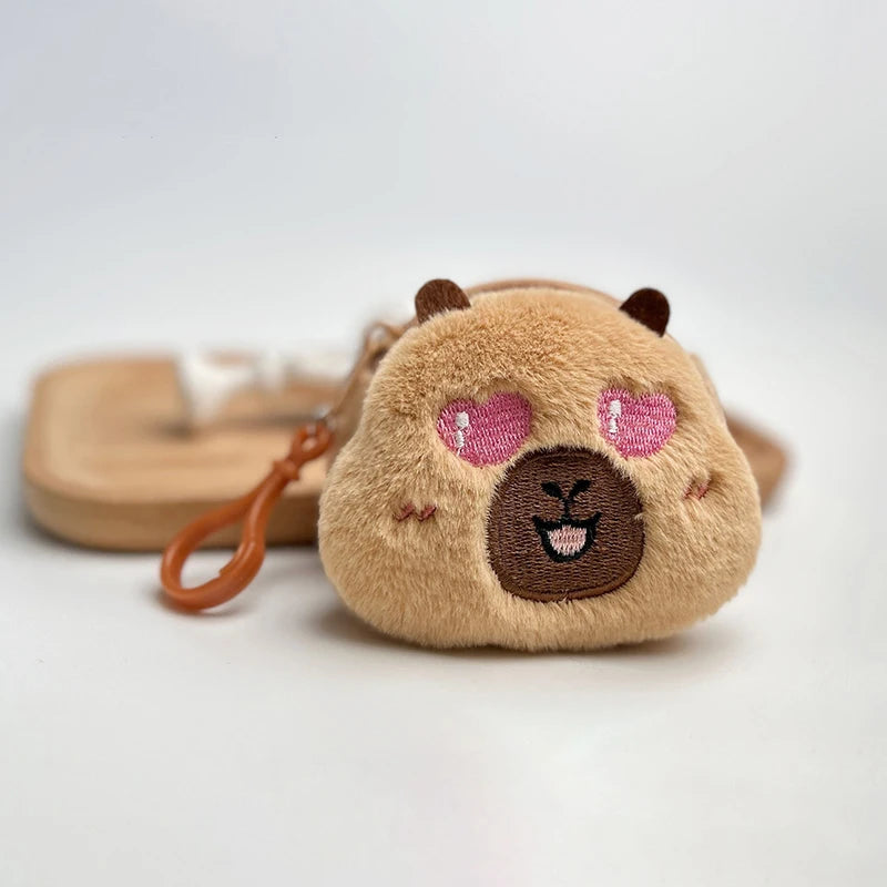 Cute Cartoon Creative Capybara Plush Coin Purse Zipper Purse Keychain Small Headphone Lipstick Bag Mini Wallet Money Bag Gifts