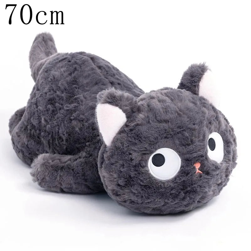 Funny Three Poses Fat Black Cat Plush Stuffed Animals Toy Lifelike Cat Doll for Boys and Girls Children Xmas Birthday Gift