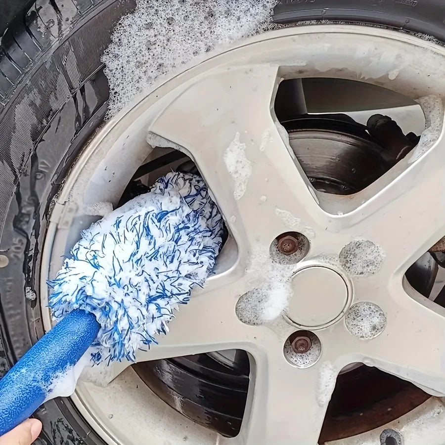 Car Wash Super Brush Plush Premium Wheels Brush Non-Slip Handle Easy To Cleaning Rims Spokes Wheel Barrel Car Detailing