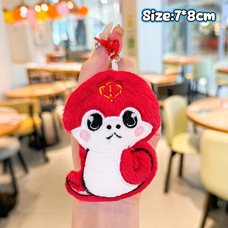 Chinese Style Cute Zodiac Snake Plush Keychain Cartoon Snake Pendant Keychain Bag Decoration Fashion Creative Snake Brooch