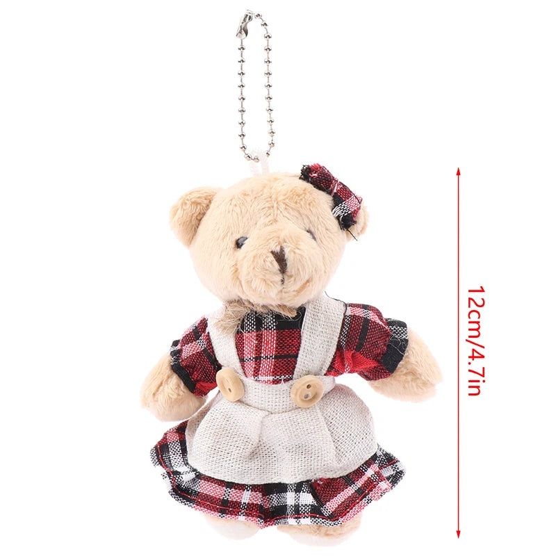 Cartoon Wear Clothes Bear Plush Toy Keychain Soft Stuffed Doll Pendant Backpack Car Bag Key Ring Decor Kid Gift