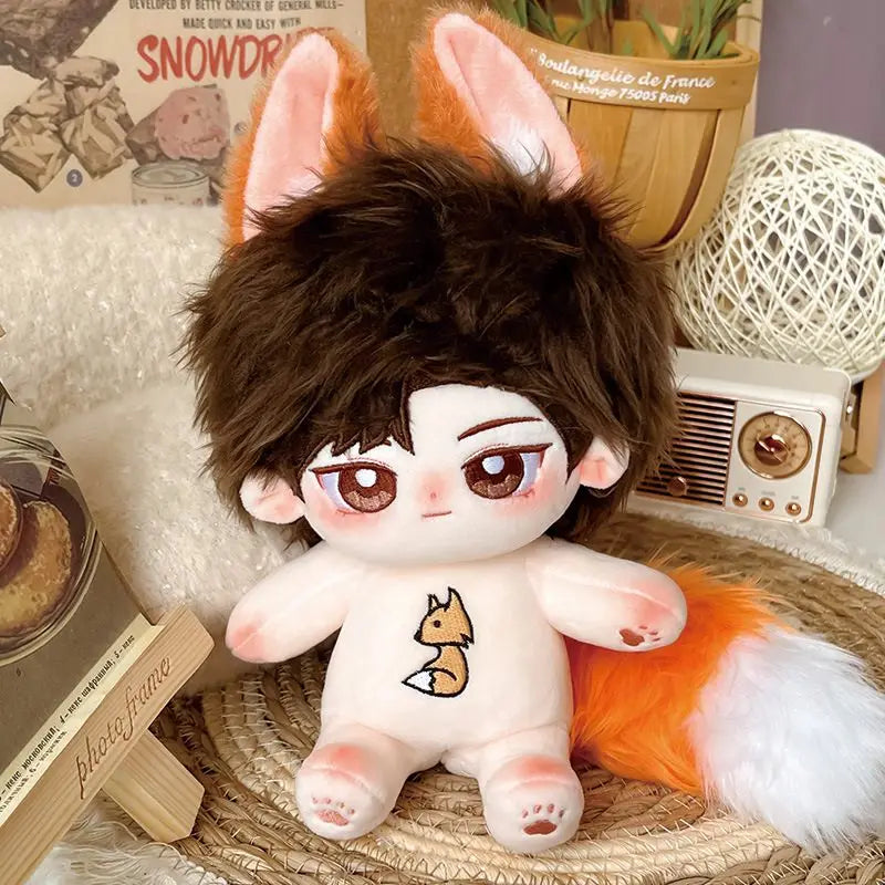 20cm Cotton Doll Brown Hair Fox Ears Tail Idol Star Dolls Cute Stuffed Plush Toys Doll Plushies Toys Fans Collection Gifts