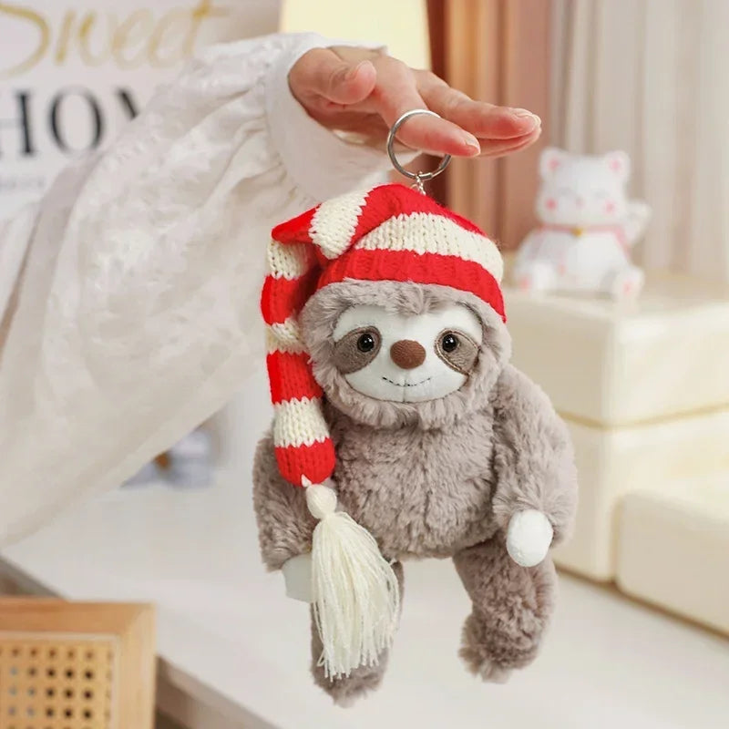 Creative Christmas Hat Sloth  Plush Toys Baby Animal Doll Pillows Soft Filling Cute Playful Shapes Good Quality Present Gifts