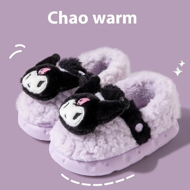 Hello Kitty Children's Slippers Winter Cute Indoor Warm Plush Slippers Sanrio Cute Girl Birthday Gift Anime peripherals