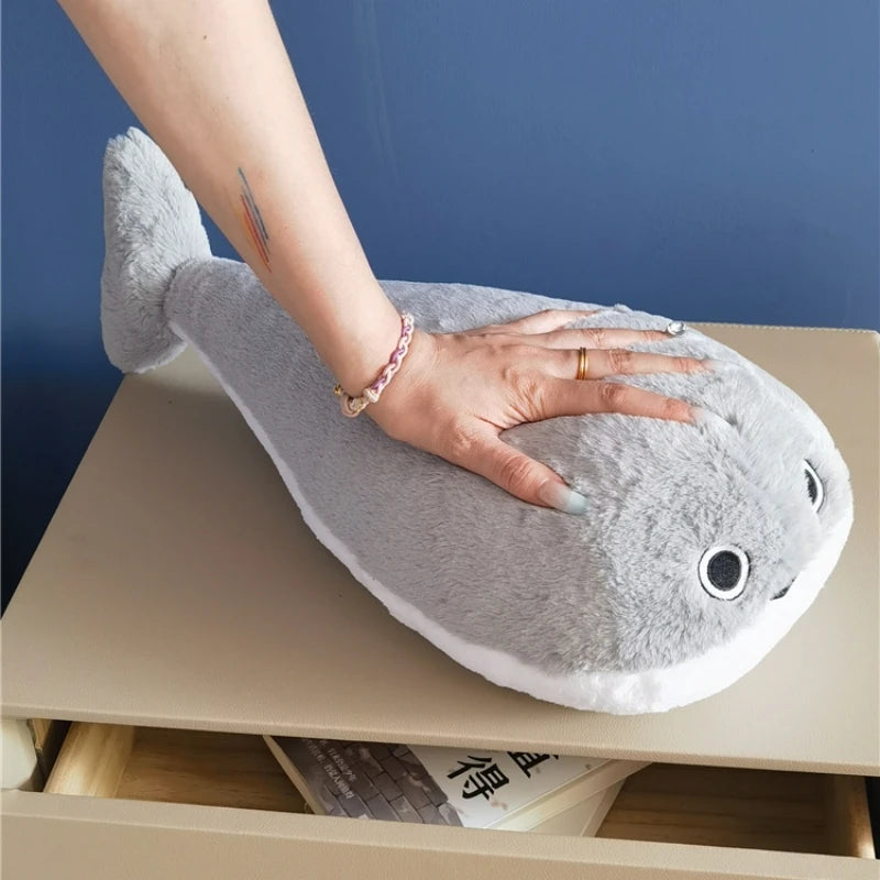 Japanese Style Sacabambaspis Plush Toy Kawaii Grey Fluffy Fish Plushies Very Soft Stuffed Funny Fish Pillow Home Decor Xmas Gift