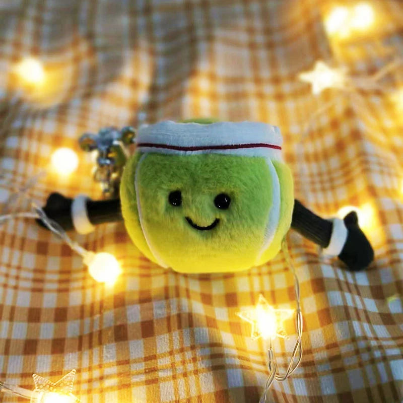 Hot Lovely Tennis Ball Plush Toys Real Life lawn Tennis Stuffed Plushies Ball Doll School Bag Room Ornaments For Girl'S Gift New