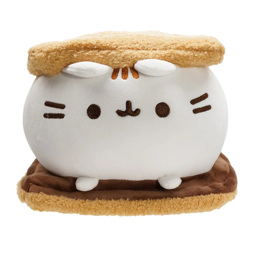 Kawaii Chocolate Cookie Fat Cat Plushies Soft Stuffed Animal Pillow Accompany Sleep Toy Home Decoration Toys Kids Birthday Gifts