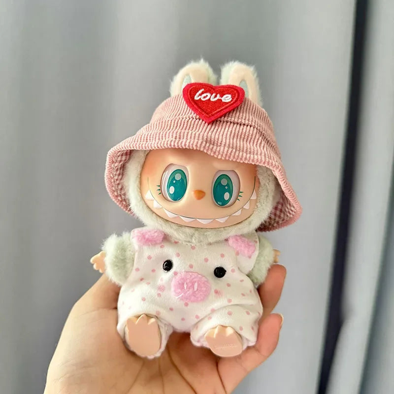 Plush Doll'S Clothes Outfit Accessories For First/second generation Labubu Idol Dolls Sitting party powder point pig Clothing