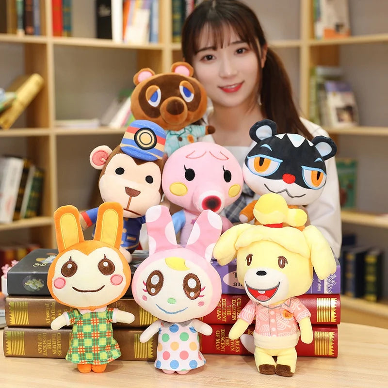 25cm/40cm Colorful Animal Crossing Plush Stuffed Dolls Tom Nook Porter Bunnie Marina Flora Chrissy Tasha Plushies Kids Gift Toy