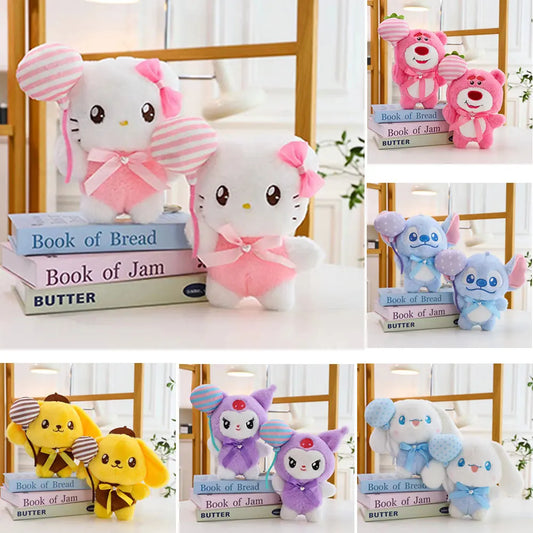 20CM Sanrio Plush Doll Toys Kawaii Hello Kitty Kuromi Cinnamoroll Stitch Lotso Cute Anime Cartoon Plushie Toy Christmas Gifts