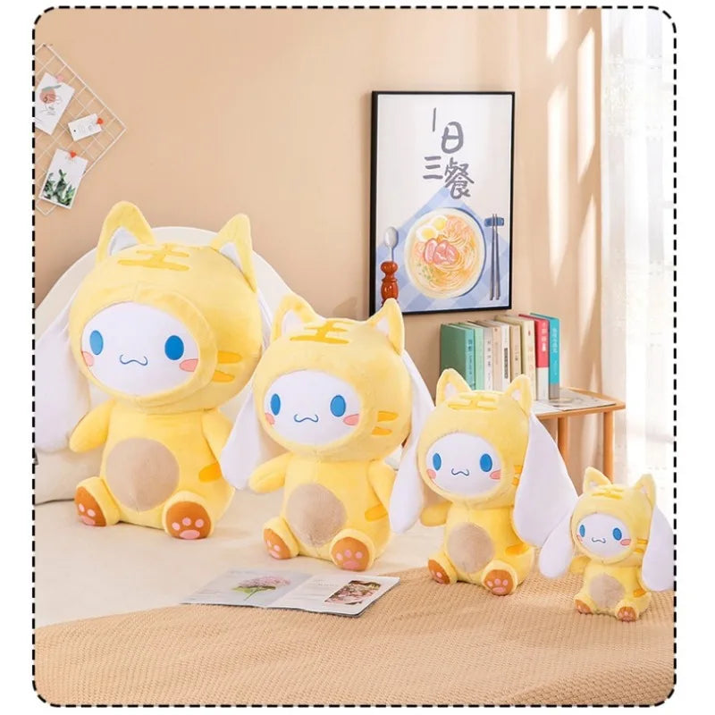 30/45CM Sanrio Cartoon Anime Figure Cute Cinnamoroll Big Eared Dog Plush Cos Tiger Doll Pillow Toys Children Birthday Gift