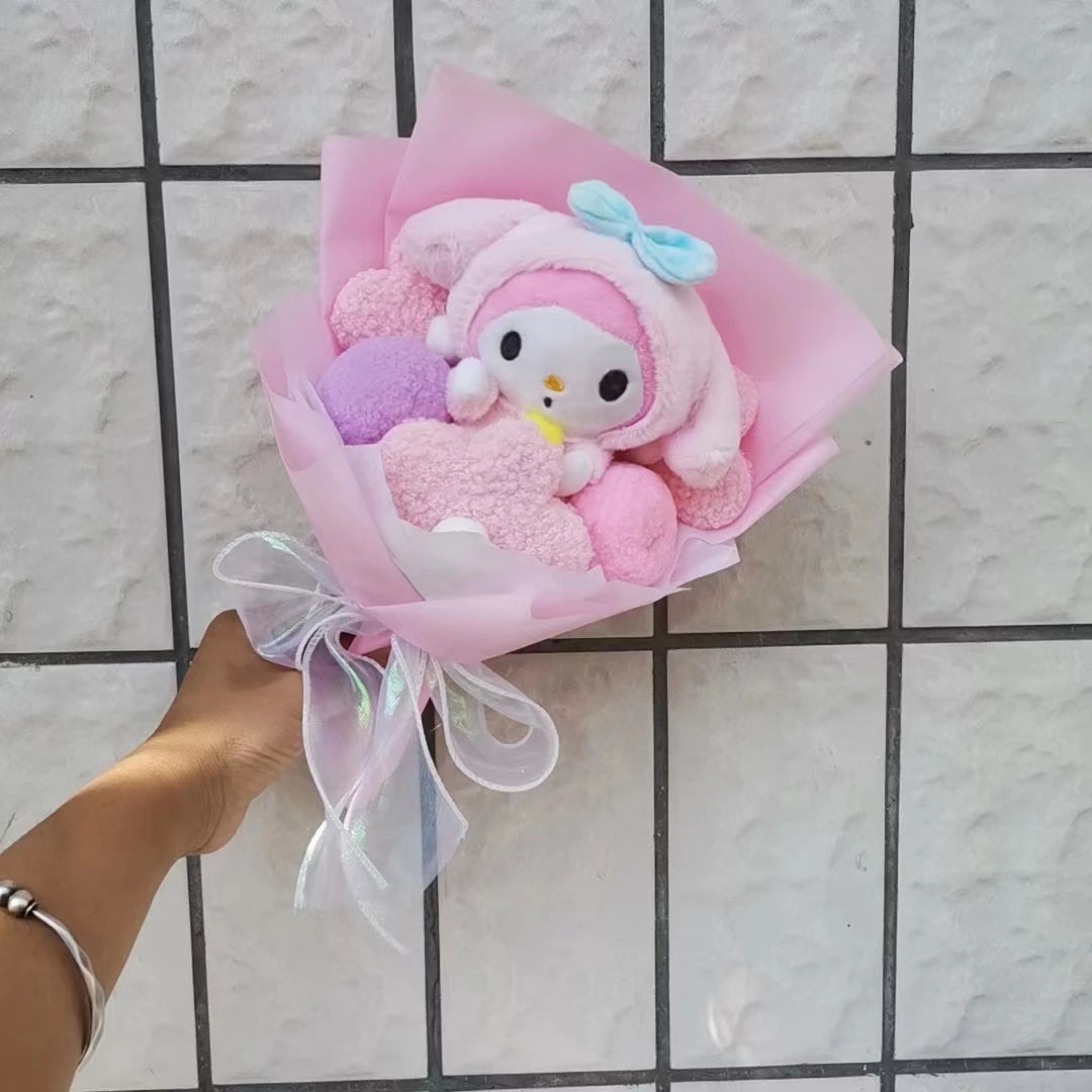 Kuromi My Melody Cinnamoroll Hello Kitty Sanrio Anime Doll Toy Cartoon Plush Bouquet Woman Valentine's Day Girls Christmas Gifts