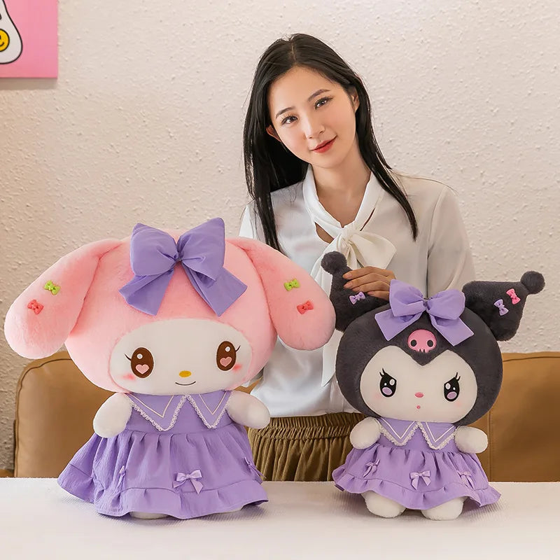 New Sanrio Cute Plush Toy Kawaii Kuromi Plush Stuffed Doll Soft Children's Pillow Melody Cute Room Decoration Birthday Kids Gift