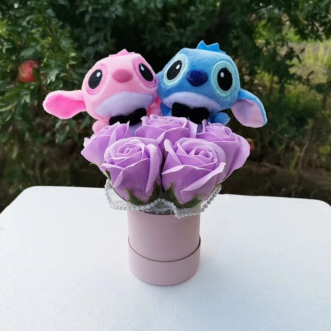 Anime Stitch Flower Bouquet Cartoon Lilo Stitch Plush Toy Doll Bouquet Children Xmas Birthday Valentine Graduation Gift