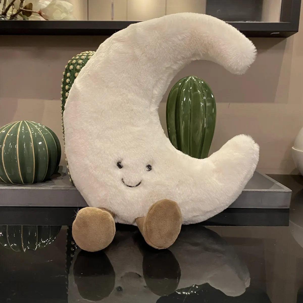 Adorable Smile Face White Moon Yellow Sun Plushie Stuffed Cute Cartoon Weather Plush Toy for Kid Bedroom Decor Sofa Throw Pillow