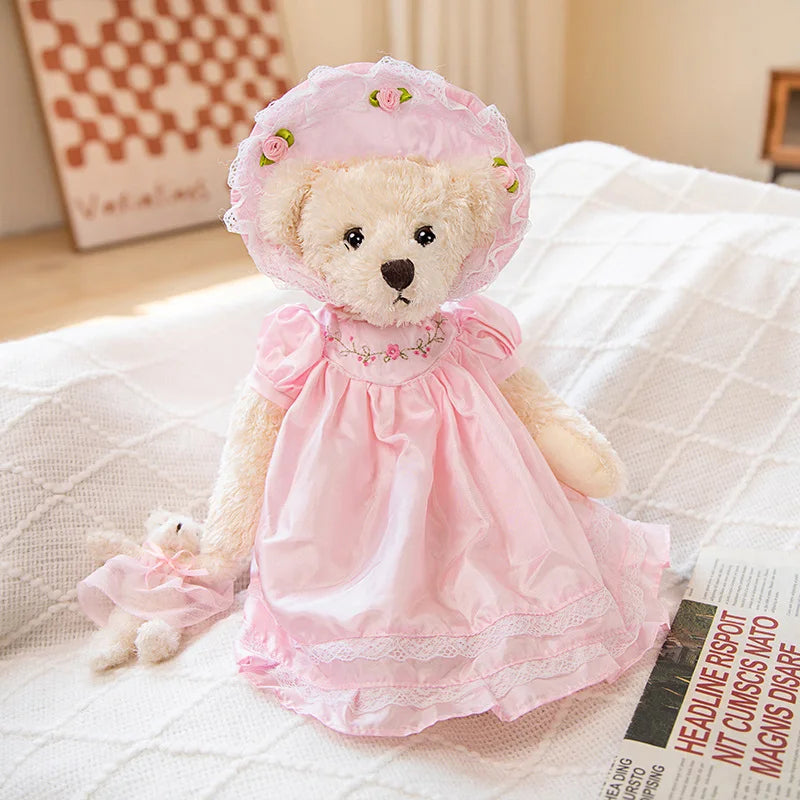 25/40cm Lovely Teddy Bear Bunny Wearing NightdressPlush Toys Stuffed Dolls For Baby Girls Children Girl Birthday Xmas Present