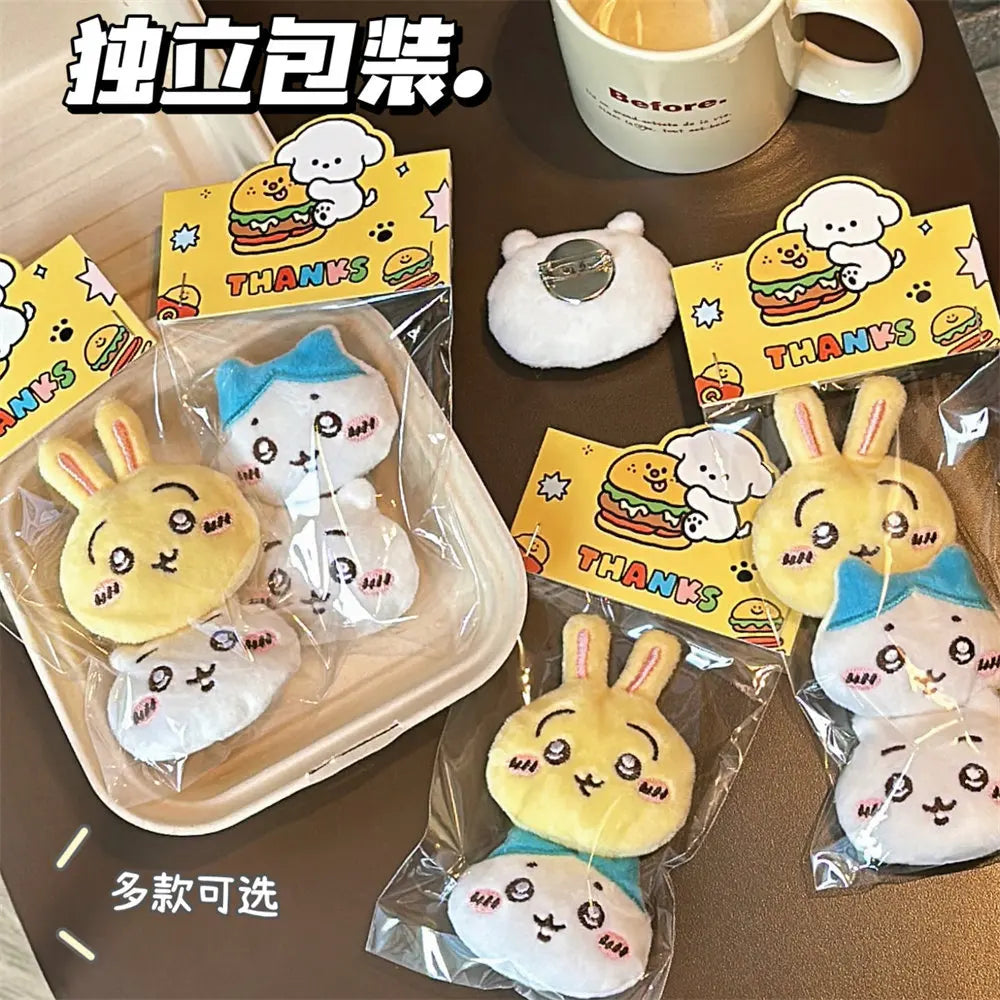 Cute Chiikawa Cartoon Plush Brooch Girl Backpack Decoration Bag Pendant Accessories Doll Scarf Clothing Pin Children Gift