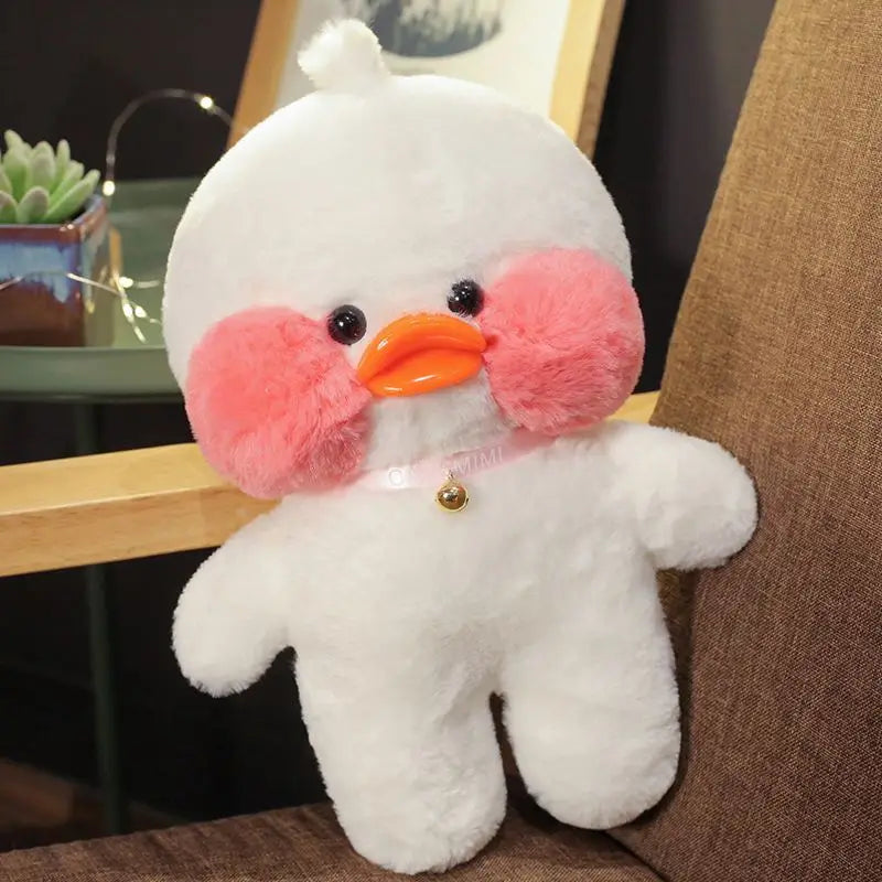 30cm Cute Cafe White Duck Stuffed Plush Animals Toy Wear Glasses And Clothes Soft Doll Girl Birthday Creative Gift For Children