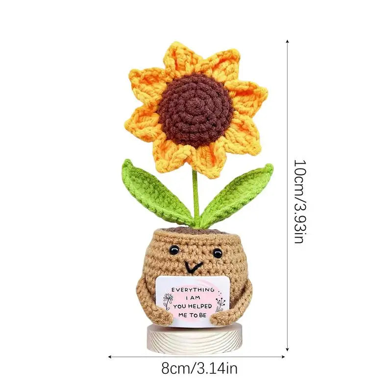 Sunflower Crochet Doll Plush Wool Cheer Up Decor Crochet Desk Decor Plant Knitting Toy For Christmas Stocking Stuffer