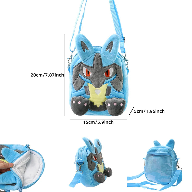 Gengar Plush Shoulder Bag Pokemon Pikachu Rowlet Crossbody Bag Cute Children Storage Sling Bag Toy Christmas gift bag