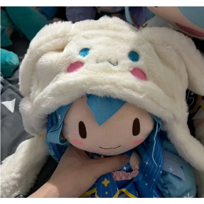 MINISO Winter Soft Plush Hat kawaii Sanrio Hello Kitty Melody Cinnamoroll Kuromi Ear Moving Hat Cute Anime Toy Kids Girl Gifts