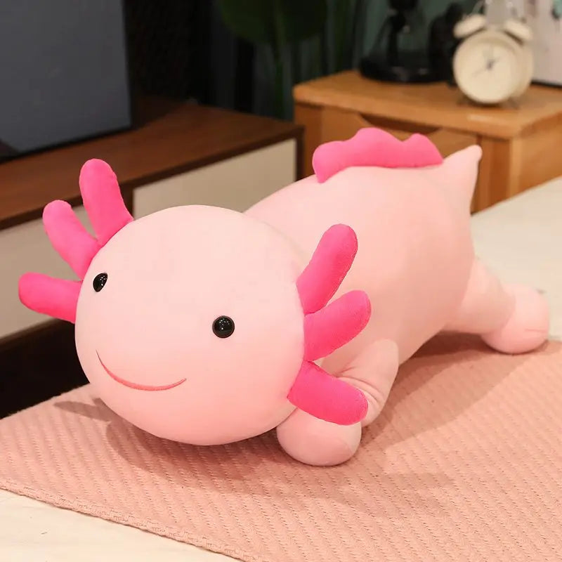 Giant Fat Colorful Newt Plush Toy Stuffed Cute Axolotl Salamander Fuzzy Long Plush Fish Appeasing Long Pillow Cushion Kids Gift