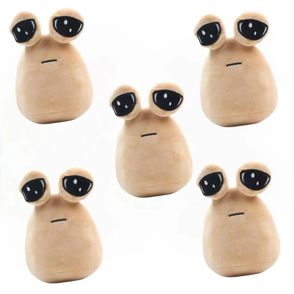 2024 NEW Pou Plush Cartoon Alien Toy, Kawaii Stuffed Animal Boneca, Figura do Jogo Quente, Presentes para Fãs, 22cm