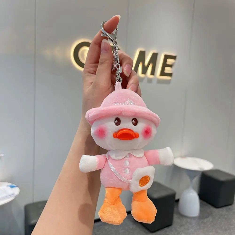 Kawaii Stuffed Plush Cartoon Yellow Duck Keychain Animals Soft Fluffty Animal Doll Cute Creative Duck Bag Pendant