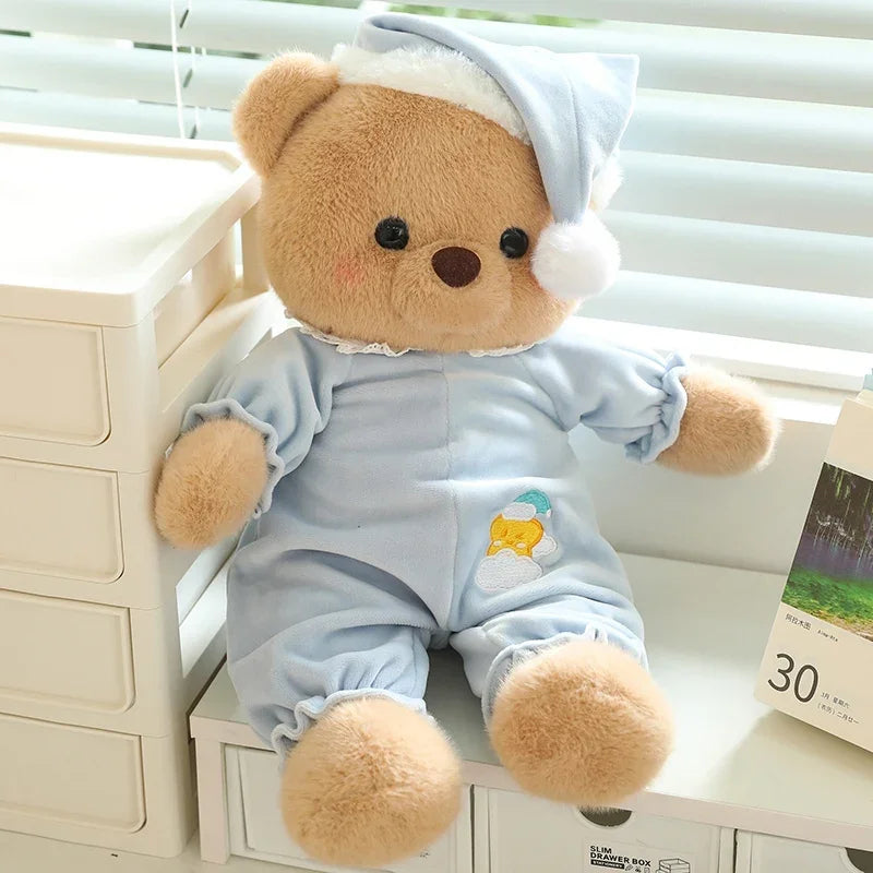 40cm High Quality Kawaii Pajama Bear Plush Doll Pink Blue Pajama Good Night Bear Plush Doll To Accompany Boys And Girls To Sleep