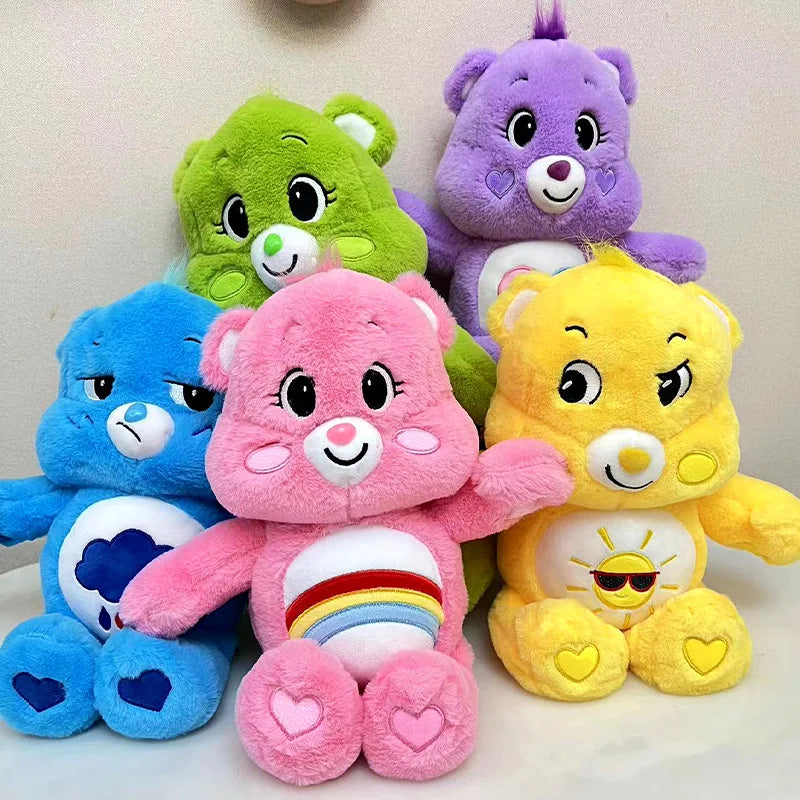 38CM MINISO Disney Carebear Colorful Plush Toy Rainbow Bear  Sleeping Doll Rag Doll Comfort Bear Pillow Companion Birthday Gift