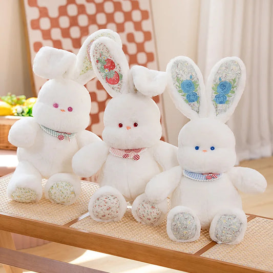 60cm Super Cute Soft Stuffed Animals Sitting White Rabbit With Long Colorful Ears Toys Plush Bunny Dolls Baby Daughter Peluche