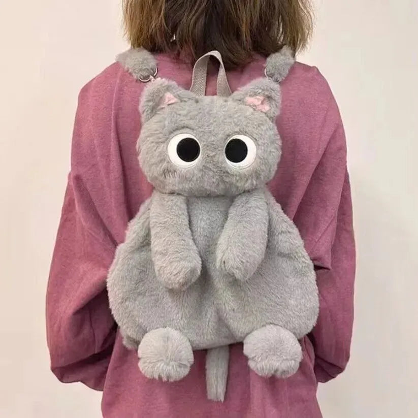 40cm Kawaii Big Eyes Cat Plush Toy Backpack Cute Large-capacity Stuffed Animals Bags Boys Girls Women Soft Toy Backpack Gifts