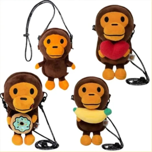 Monkey Mobile Phone Bag Milomonkey Phone Bag Shoulder Bag Monkey Holding Bananas Monkey Holding Bananas Kawayi plush doll gifts