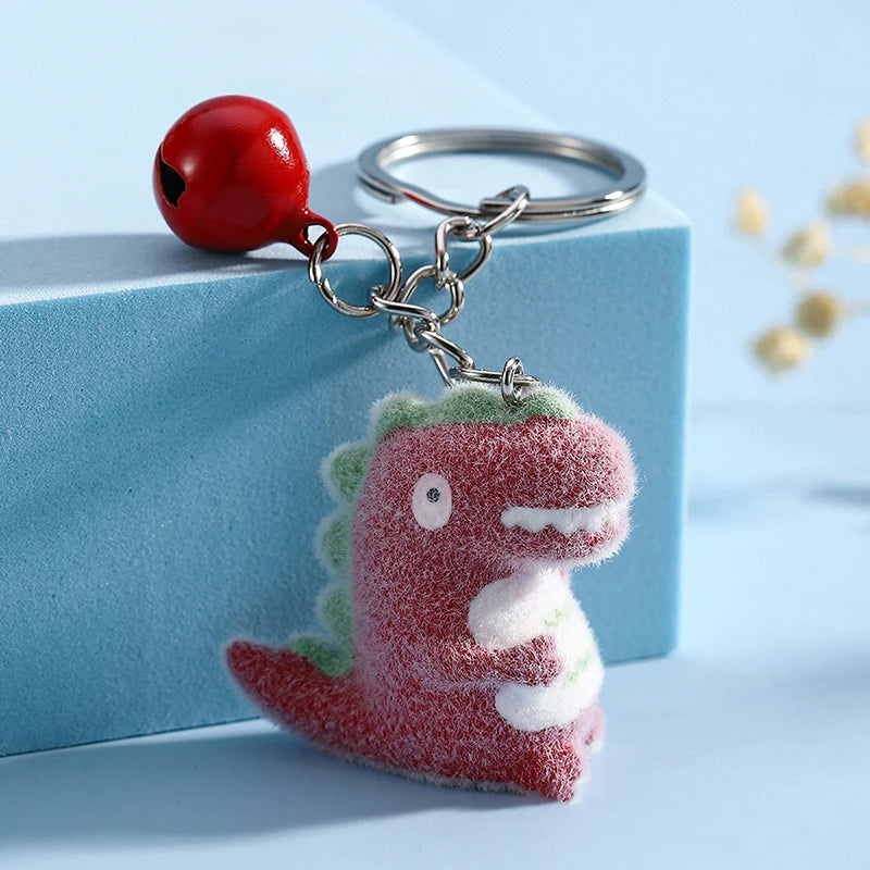 3D Flocking Polar Bear Keychain Cartoon Plush Animal Keyring Bag Pendant Car Key Holder Earphone Charm DIY Jewelry Accessor