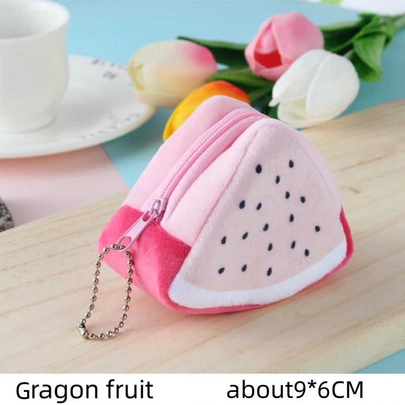 Cartoon Fruit Creative Plush Three-dimensional Coin Wallet Storage Bag School Bag Hanging Children's Holiday Gifts