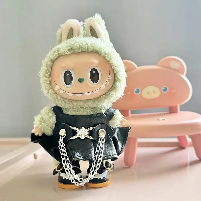 17cm Mini Plush Doll'S Clothes Outfit Accessories For Korea Kpop Exo Labubu Idol V1 V2 fashion leather skirt Clothing Gift