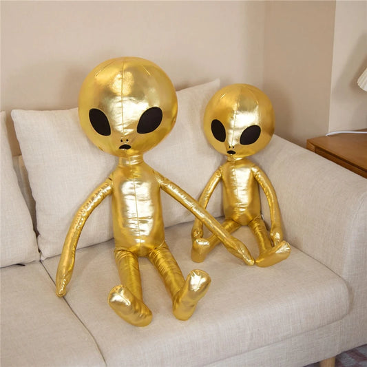 Creative Gold and Silver PU Material Alien Plush Toy Stuffed Soft Monster Plush Pillow Doll Toys for Kids Boys Birthday Gift