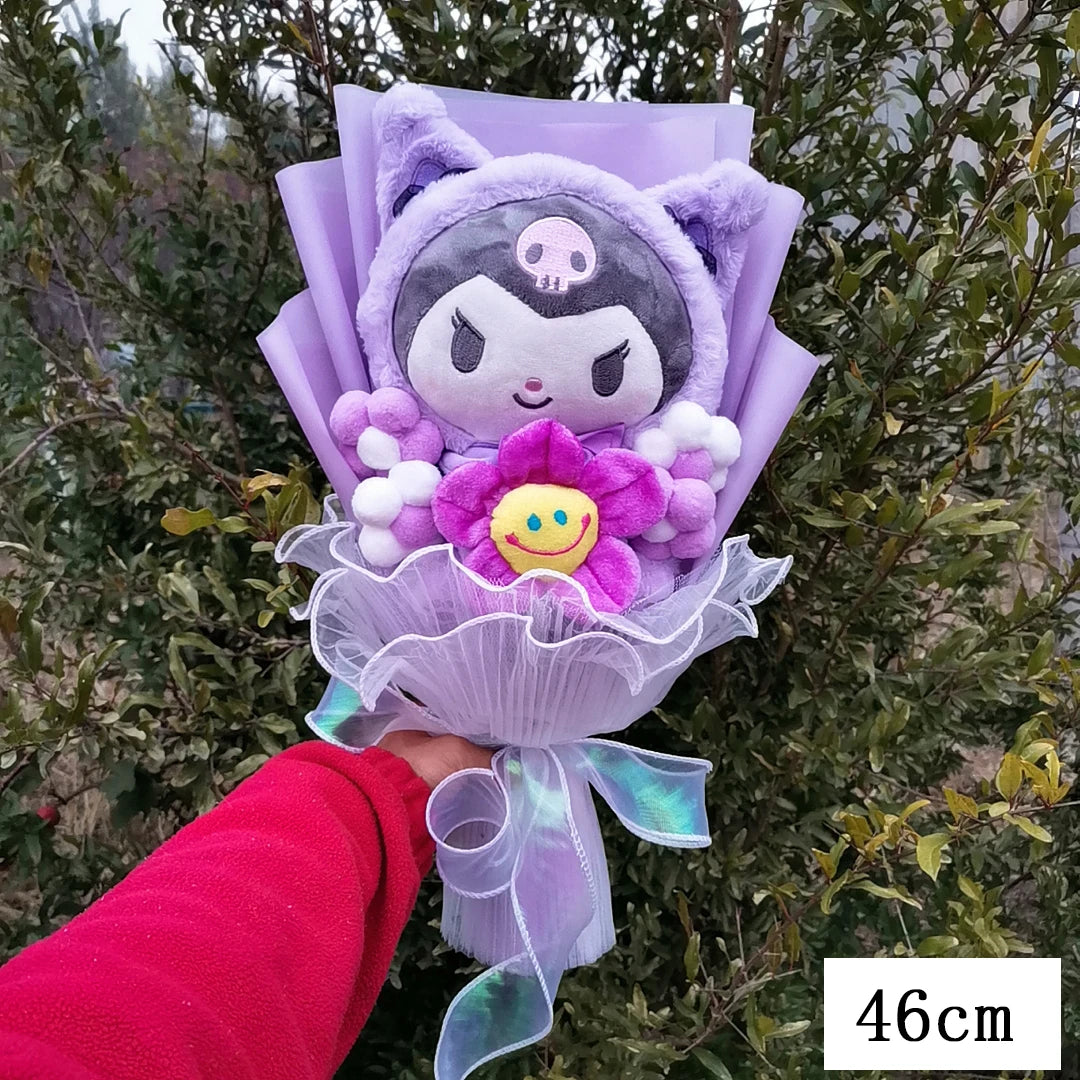 Sanrioed Kuromi My Melody Cinnamoroll Hello Kitty Anime Doll Toy Cartoon Plush Bouquet Valentine's Day Christmas Graduation Gift